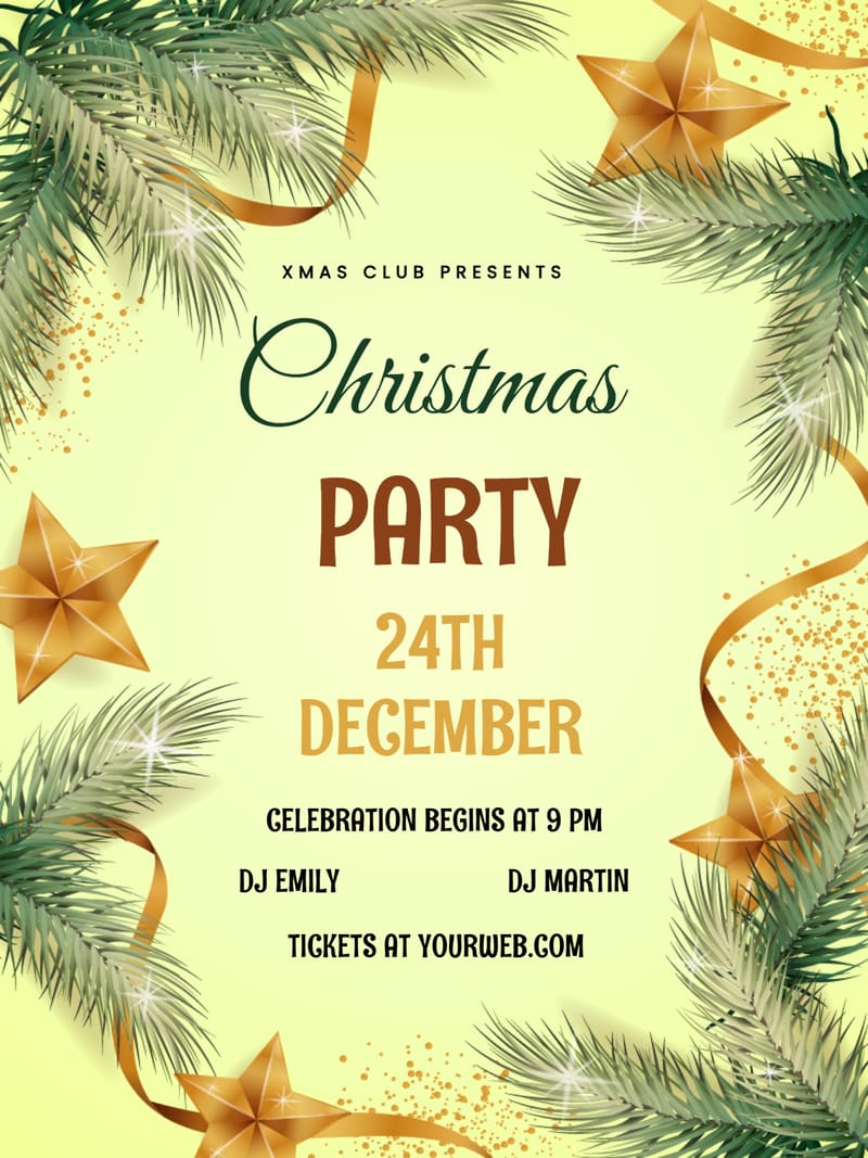 Clean starry Christmas party invitation template with elegant star pattern design