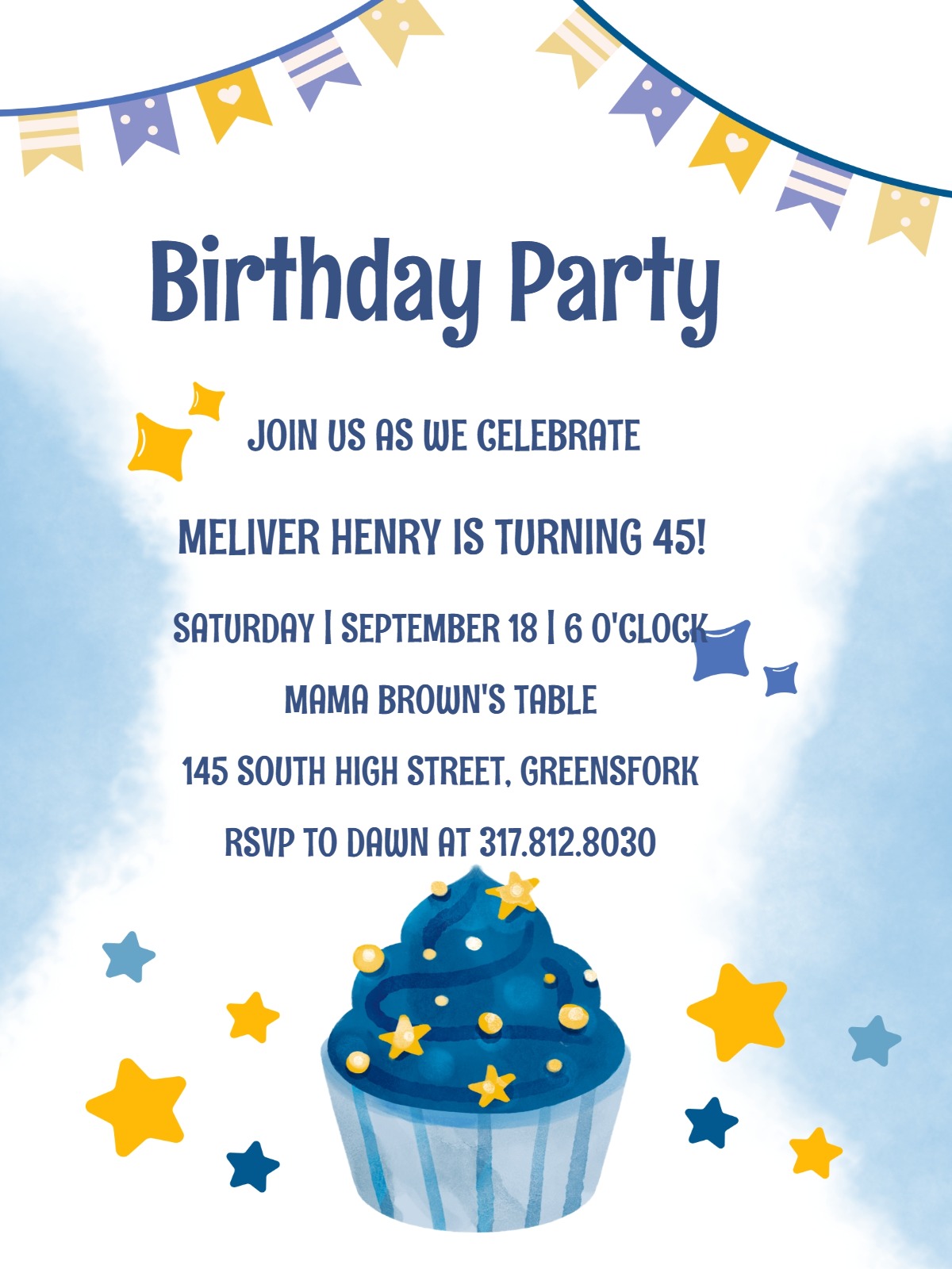 Modern men's birthday â cupcake men birthday invitation Template e-card design