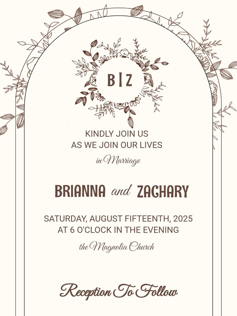 leaf doodle vintage wedding invitation Template vintage wedding template with stylish layout