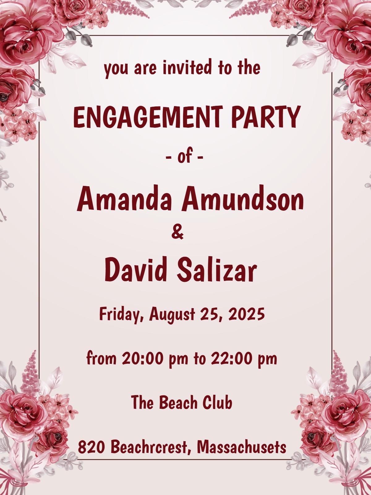 flower engagement party invitation Invite engagement party card design for events