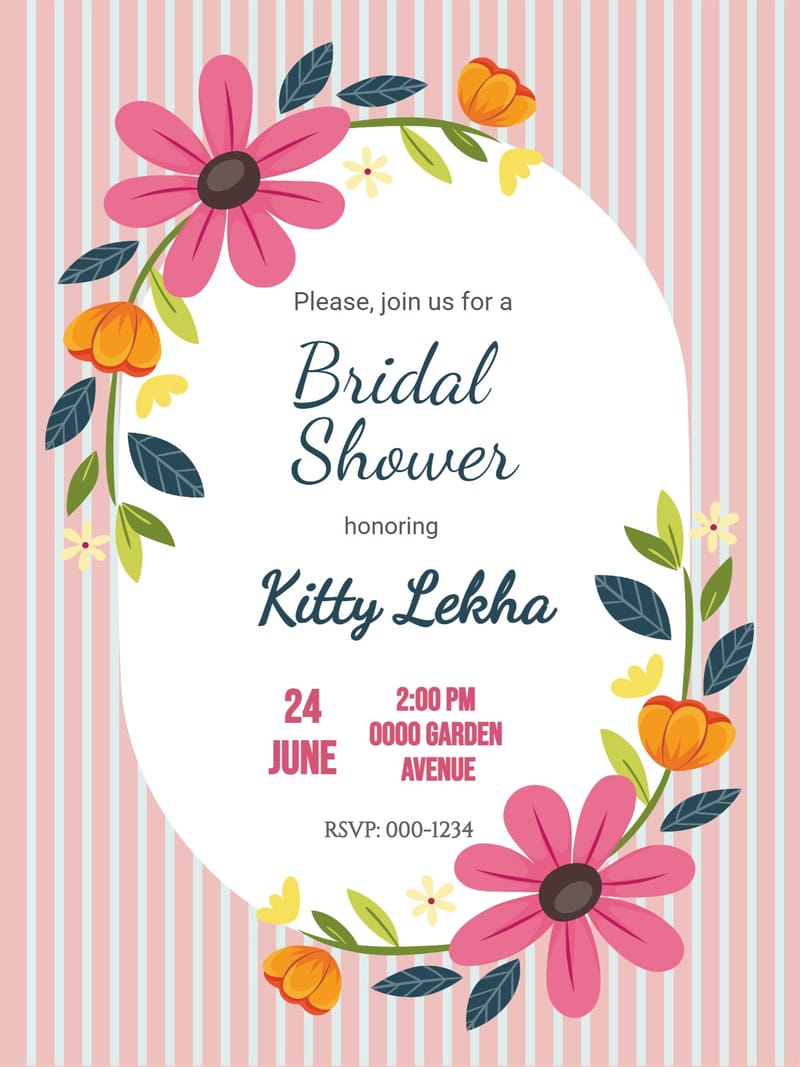 pinkish bridal shower invitation Card bridal shower design for events