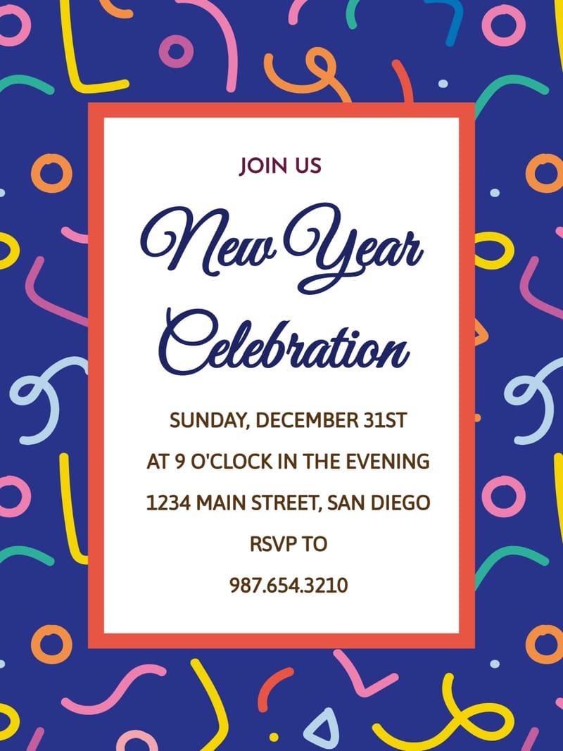 Elegant digital new year â abstract new year party invitation Template Card template
