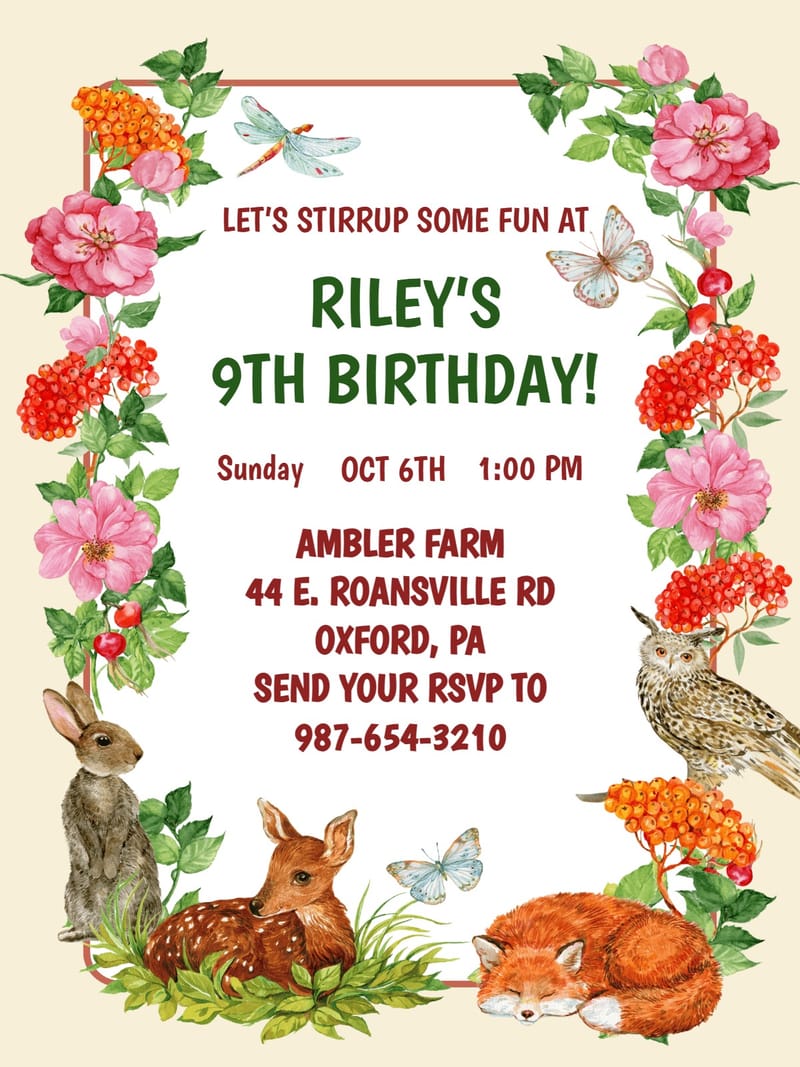 butterfly animal birthday theme Card animal birthday invitation card design for events