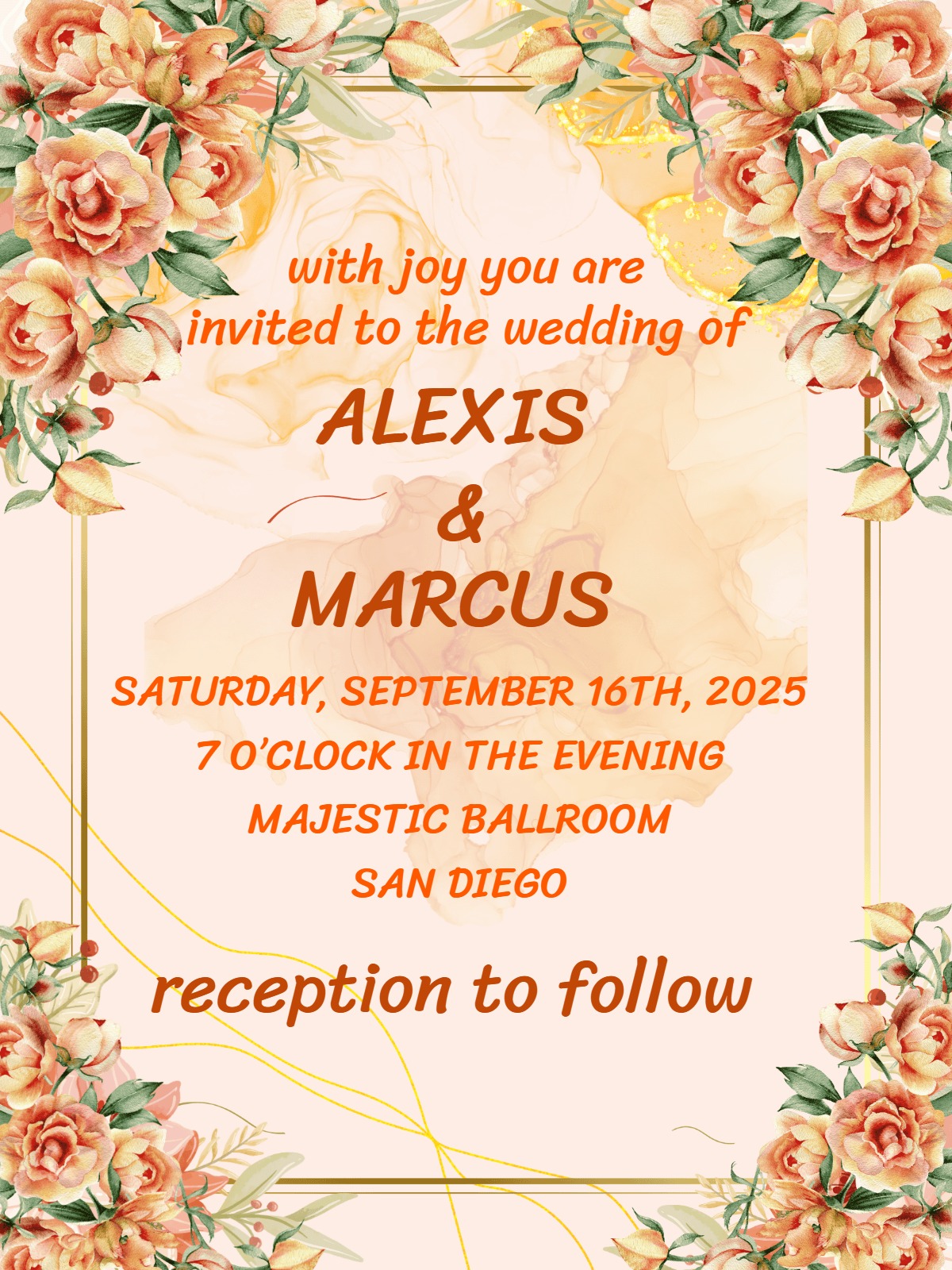 Elegant digital floral wedding â colorful floral wedding invitation Card template