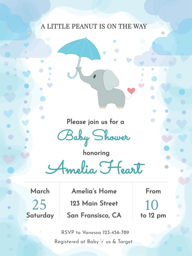 rain baby shower invitation E-Card baby & kids design for events