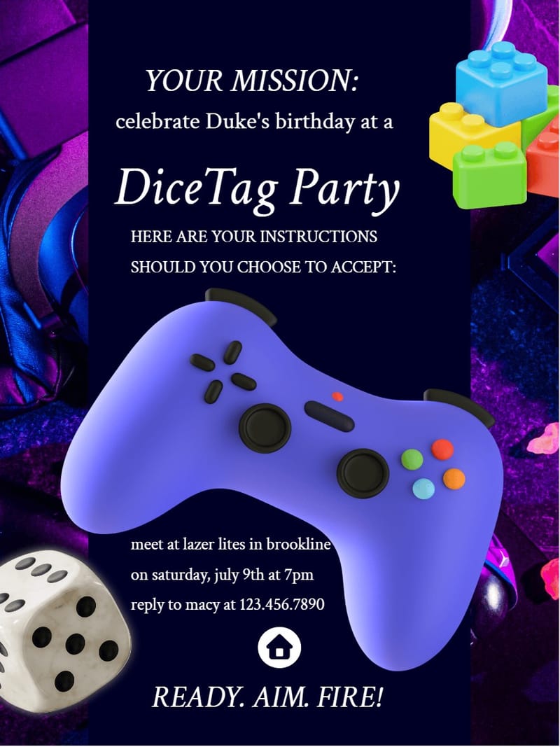 Dice gaming birthday invitation Template gaming birthday invitation invitation card design for events