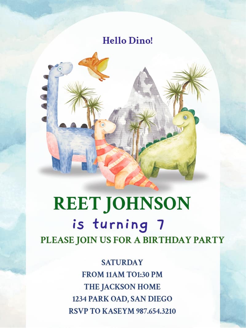 Dinosaur Birthday for Themed Birthday Invitation | InviteFlare