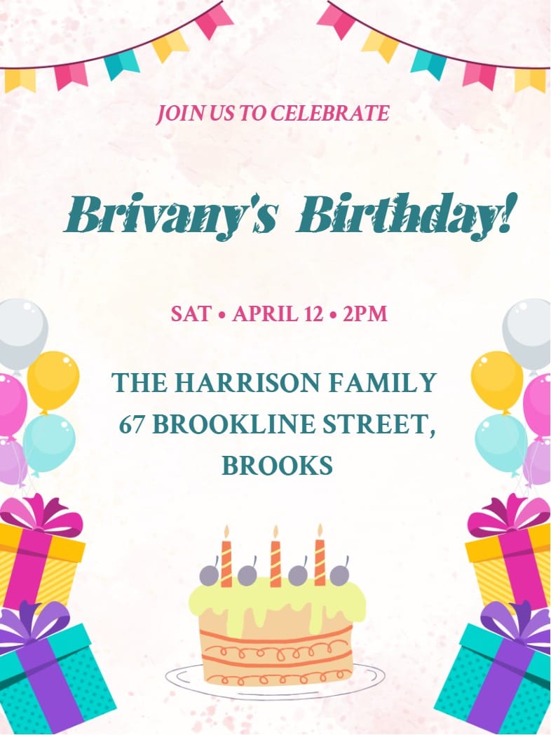 Elegant digital kids birthday card â gift kids birthday invitation Template template