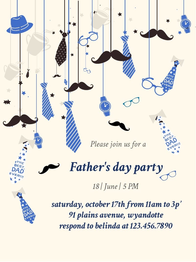 Modern fathers day invite â cap fathers day invitation Template e-card design