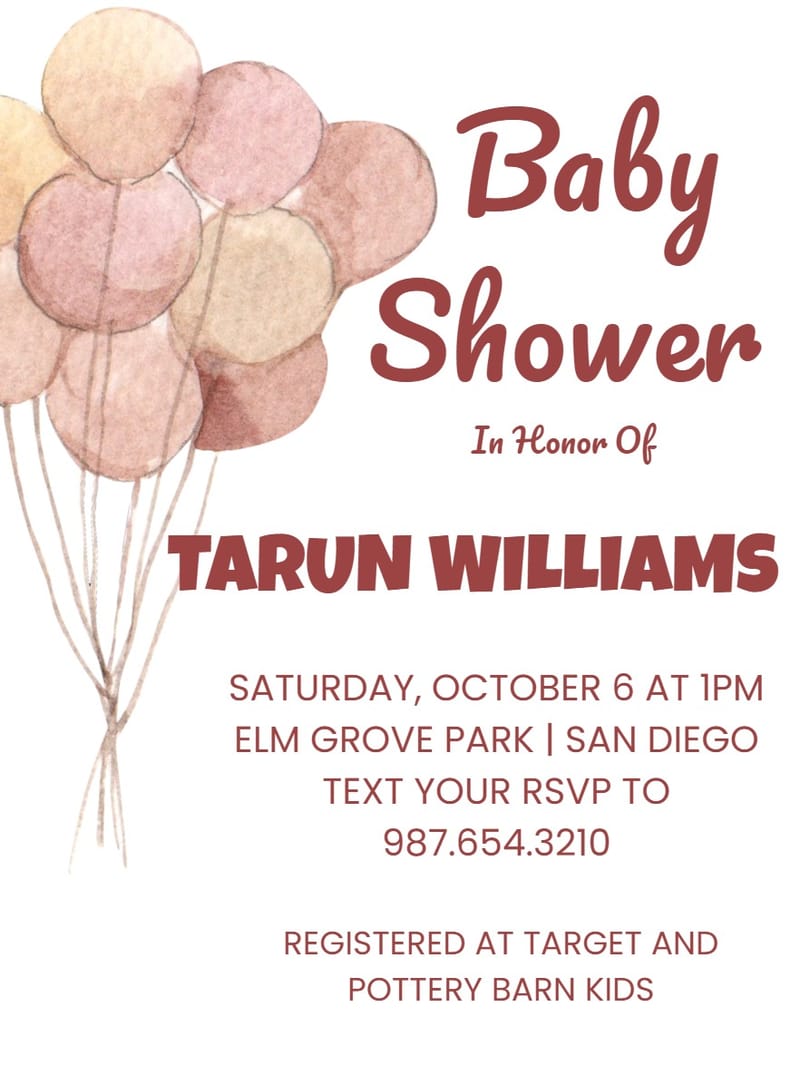 Elegant digital boho â balloon boho baby shower invitation Card template