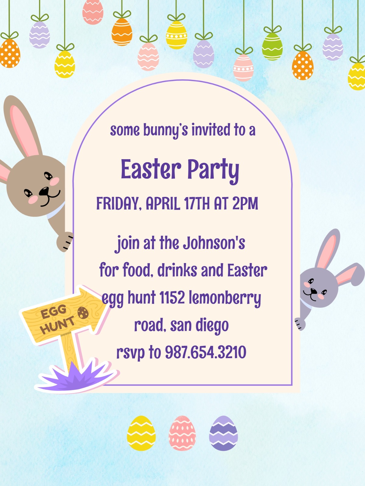 Modern easter party â bunny easter party invitation Card e-card design