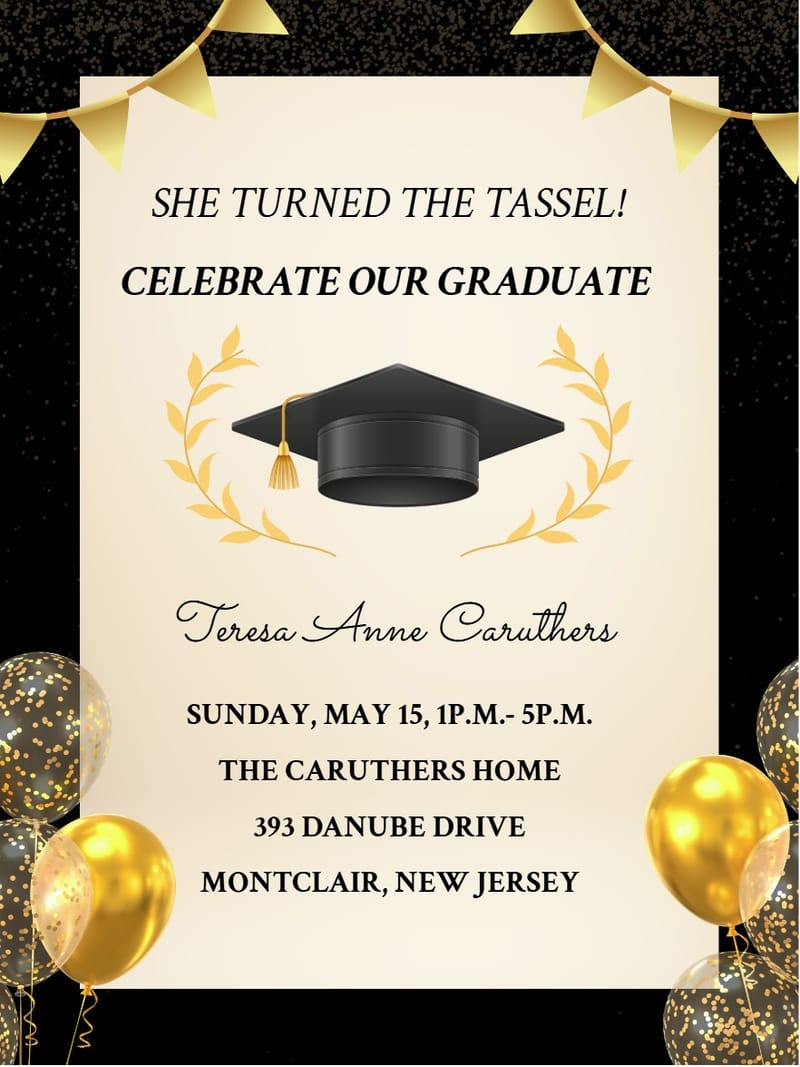 Festive confetti graduation party invitation template with colorful sprinkle design and celebratory accents