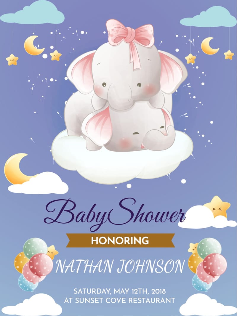 Elegant digital baby & kids â little baby shower invitation E-Card template