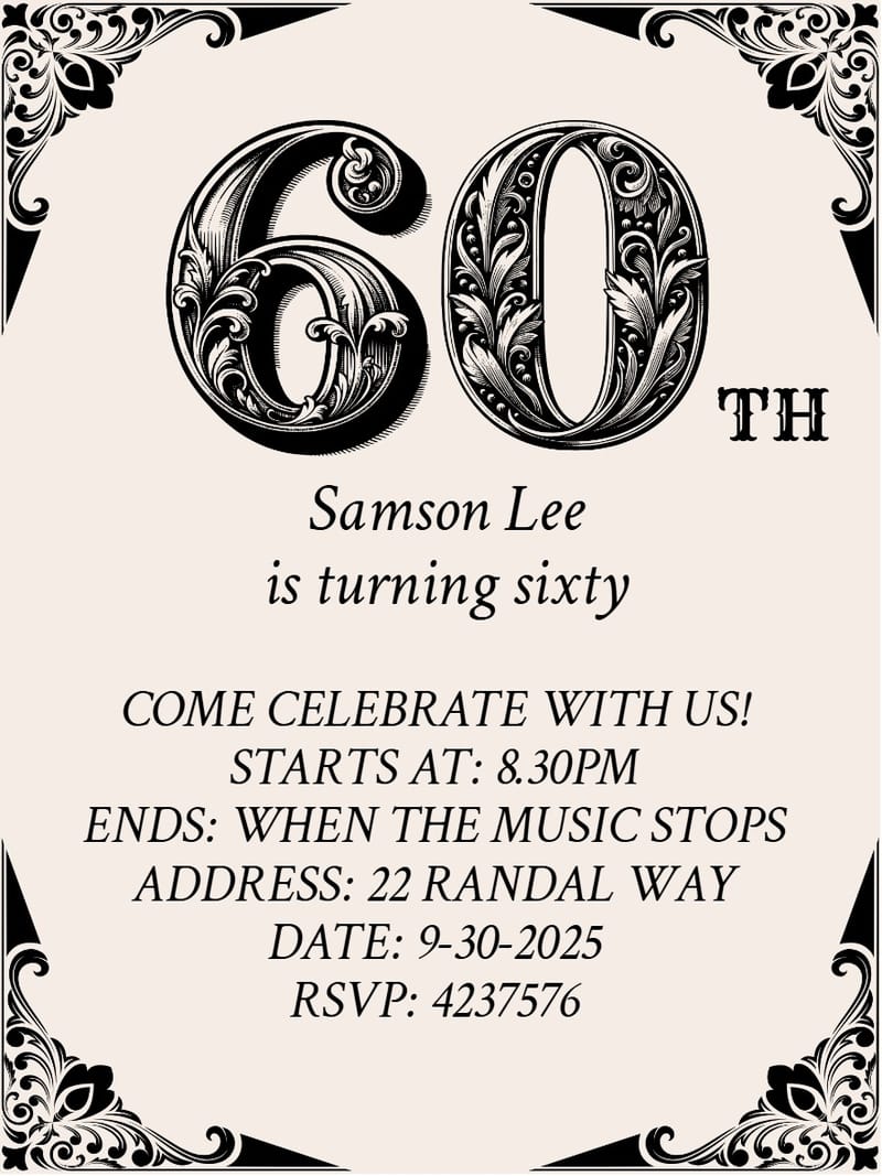 Elegant digital adult birthday â black art adult birthday invitation Template template