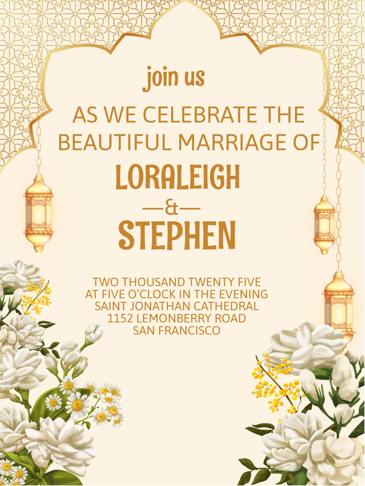 Elegant digital elegant wedding invitation â white flourish elegant wedding party invitation Template template