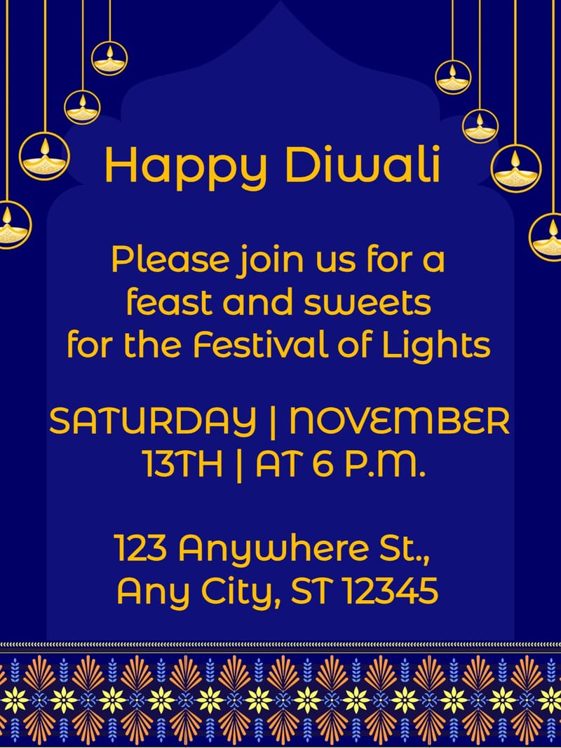 festive diwali party invitation Template diwali party invitations template with stylish layout