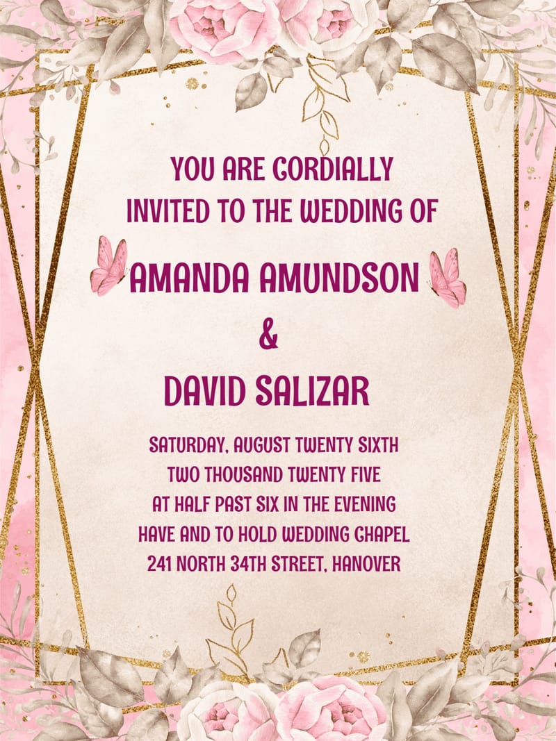 golden strips floral wedding invitation Template floral wedding card design for events