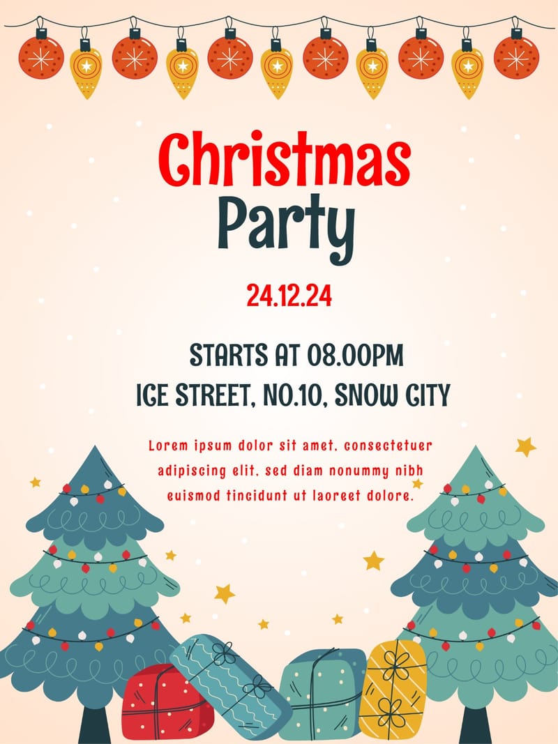 Modern invitation â christmas tree invitation Card e-card design