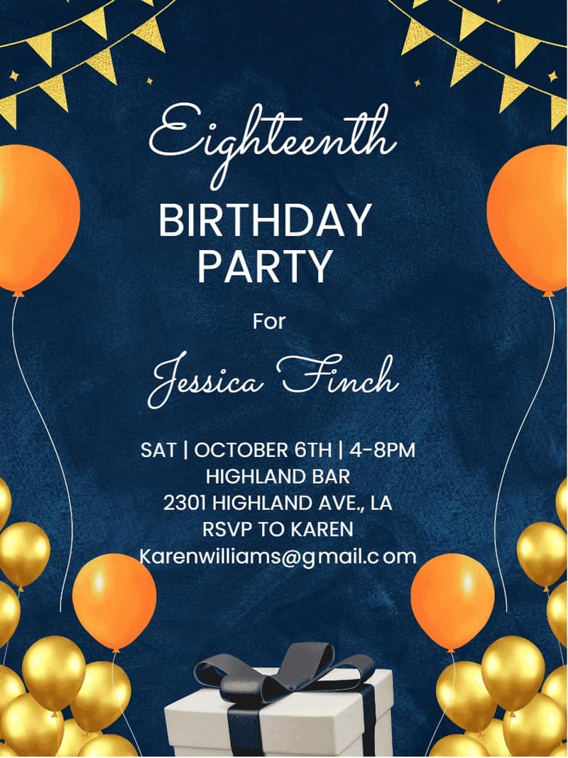 18th Birthday Party for Themed Birthday Invitation | InviteFlare