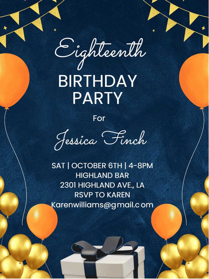 Elegant digital adult birthday â sparkle adult birthday invitation Card template