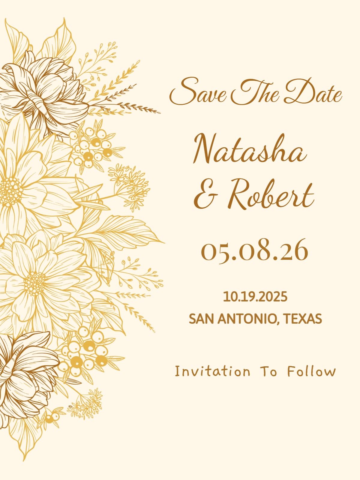 golden save the date invitation Card save the date design for events