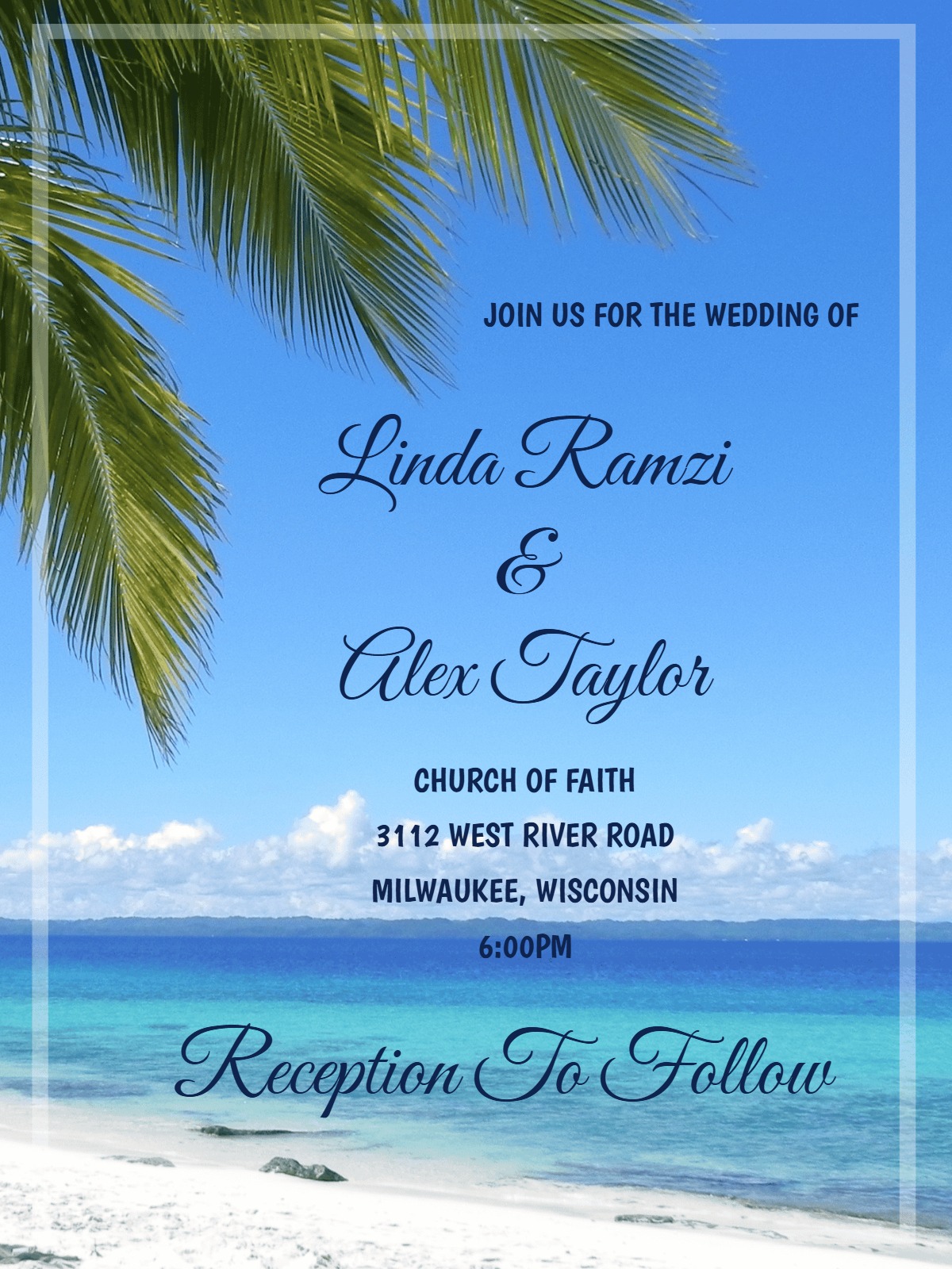 leaves beach wedding invitation Template beach weddings card design for events