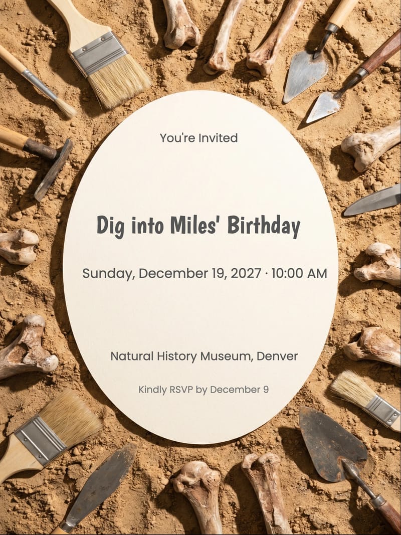Fossil Dig Birthday Invitation invitation