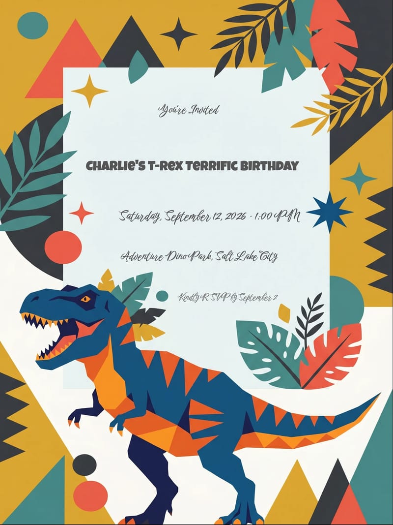 T-Rex Roar Birthday Invitation invitation