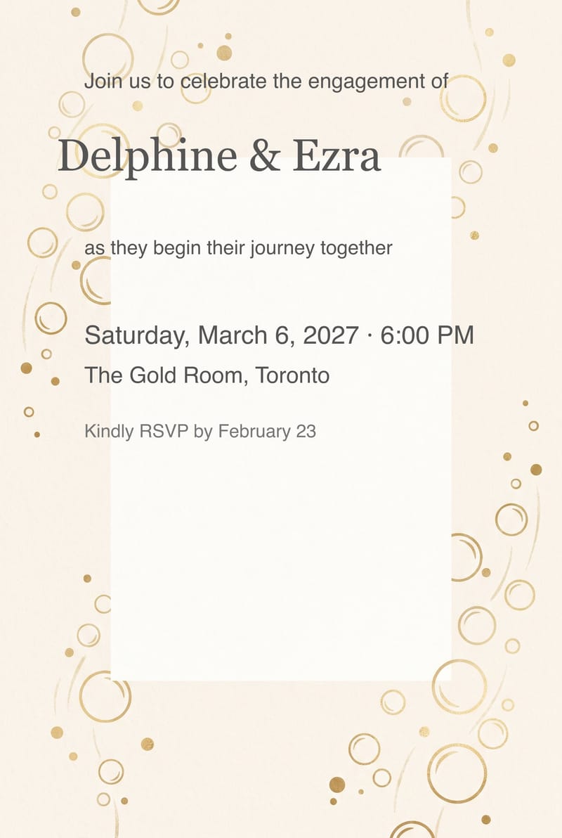 Champagne Bubbles Ivory Engagement Party Invitation invitation