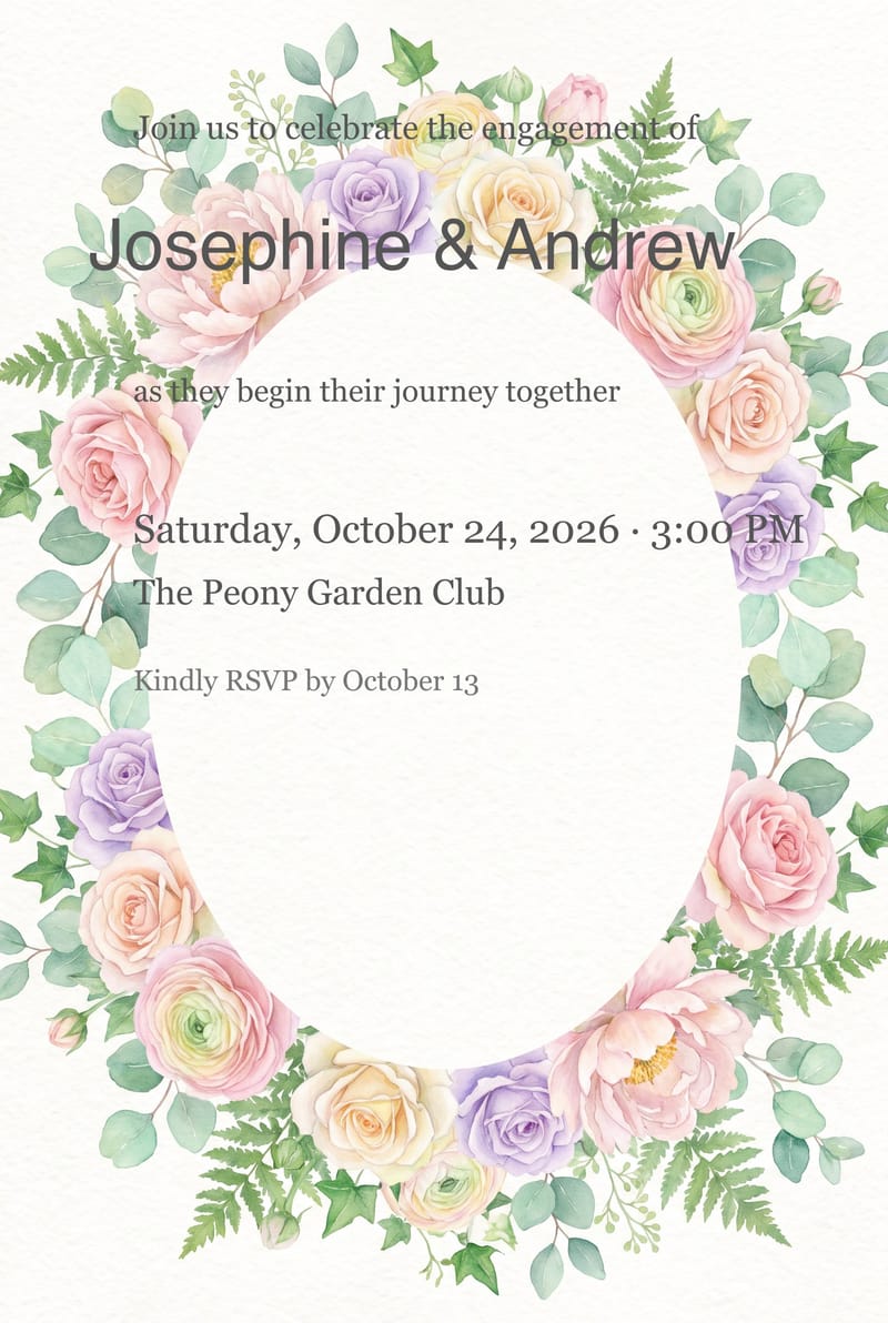 Garden Party Rose Wreath Engagement Party Invitation invitation