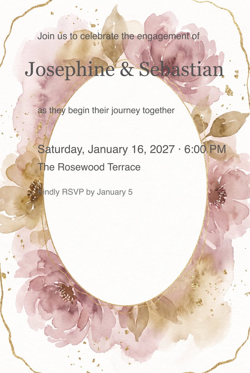 Dusty Rose Gold Edge Engagement Party Invitation invitation
