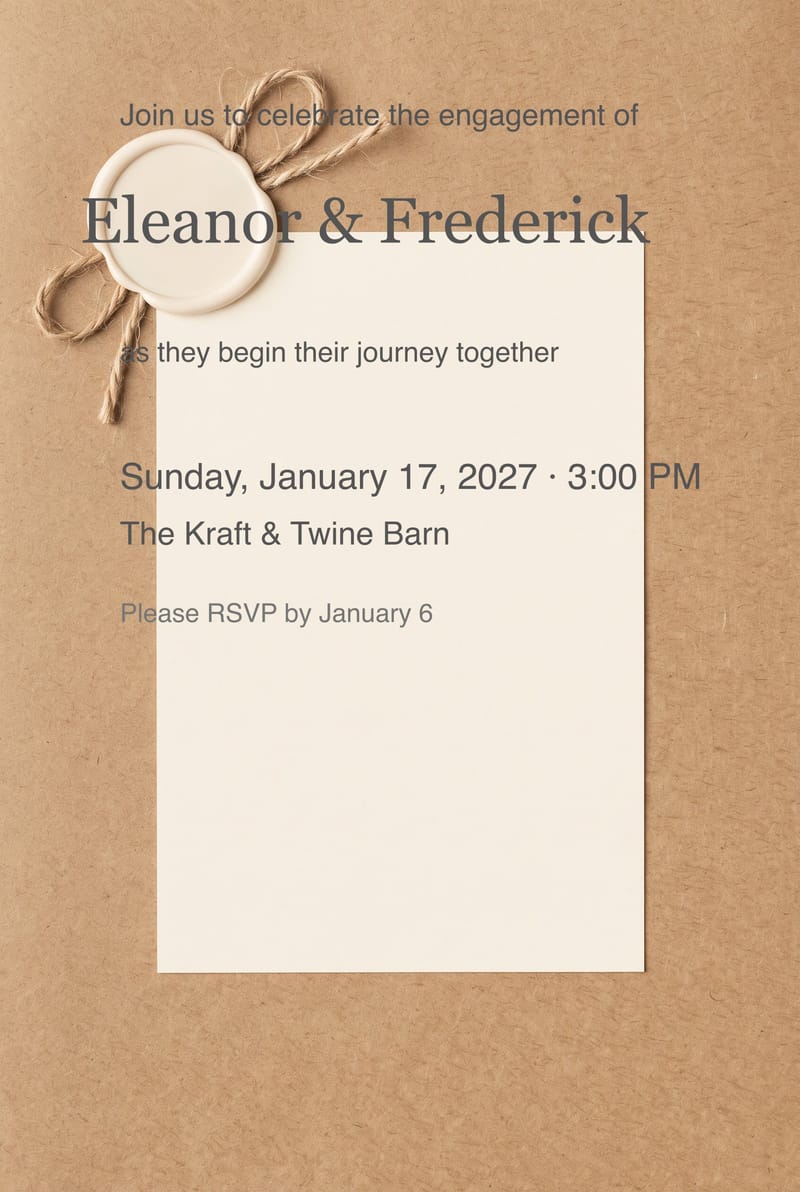 Kraft Paper Wax Seal Engagement Party Invitation invitation
