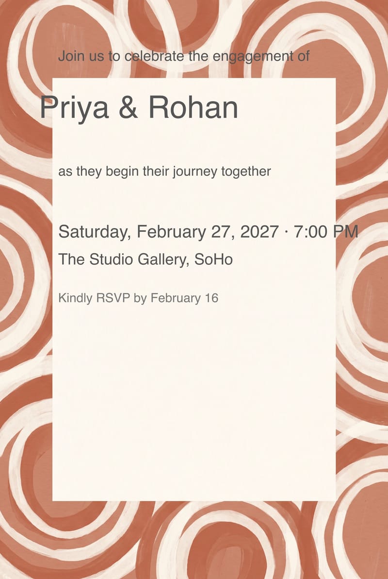 Editorial Interlocking Circles Engagement Party Invitation invitation