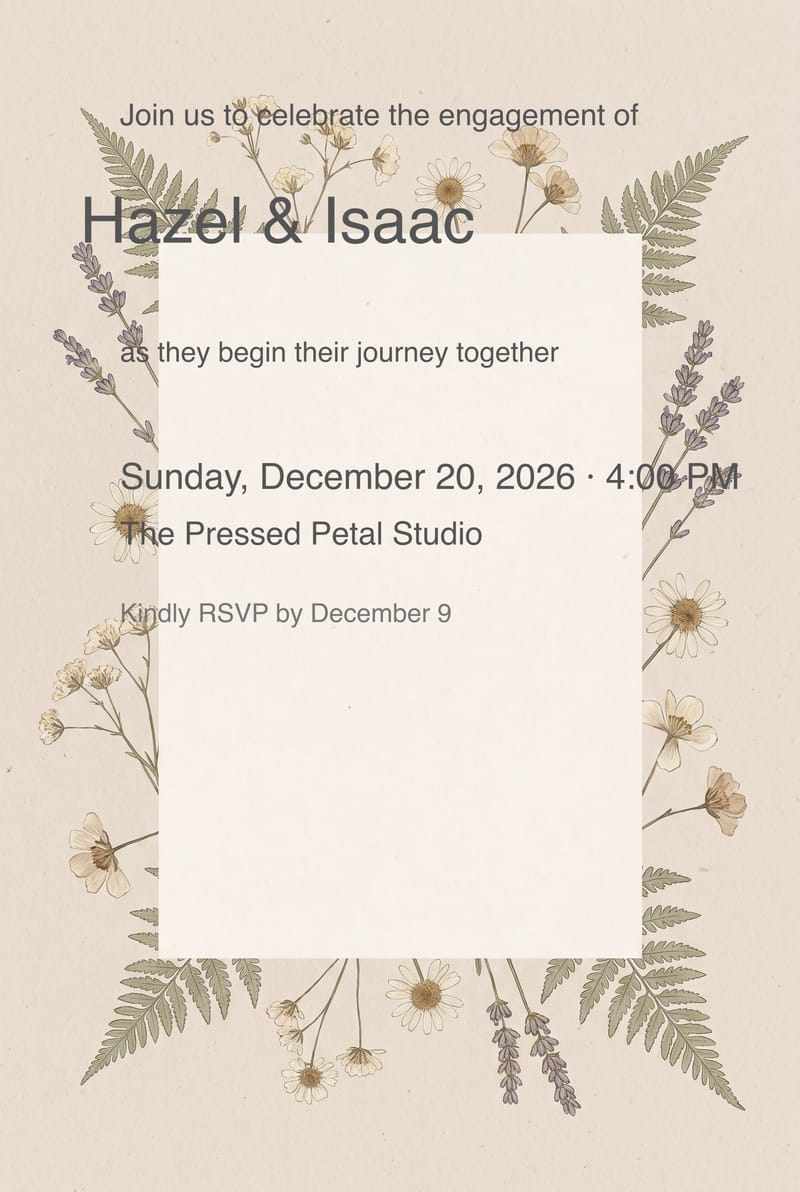Boho Pressed Wildflowers Engagement Party Invitation invitation