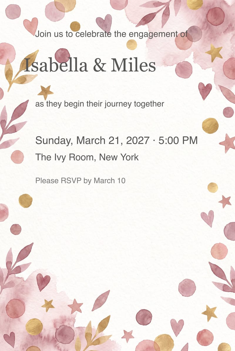 Elegant Confetti Scatter Engagement Party Invitation invitation
