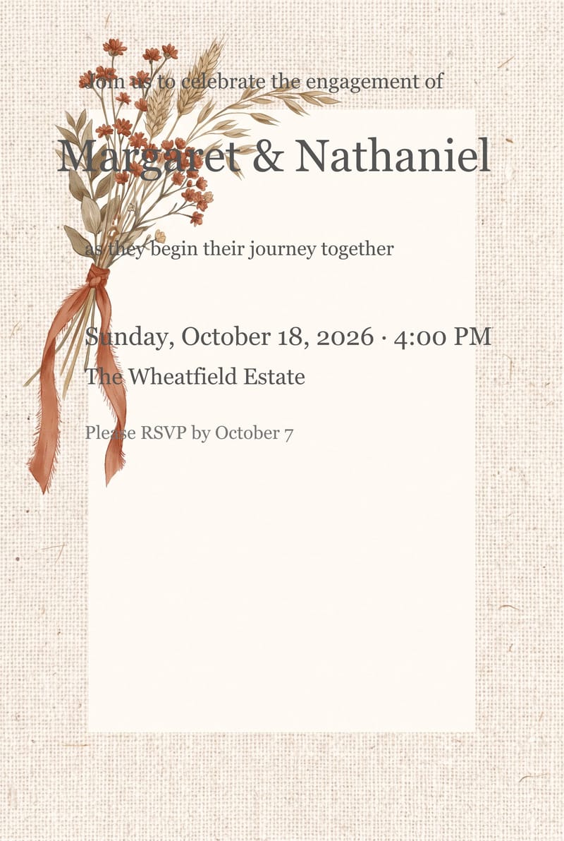 Elevated Rustic Dried Bouquet Engagement Party Invitation invitation