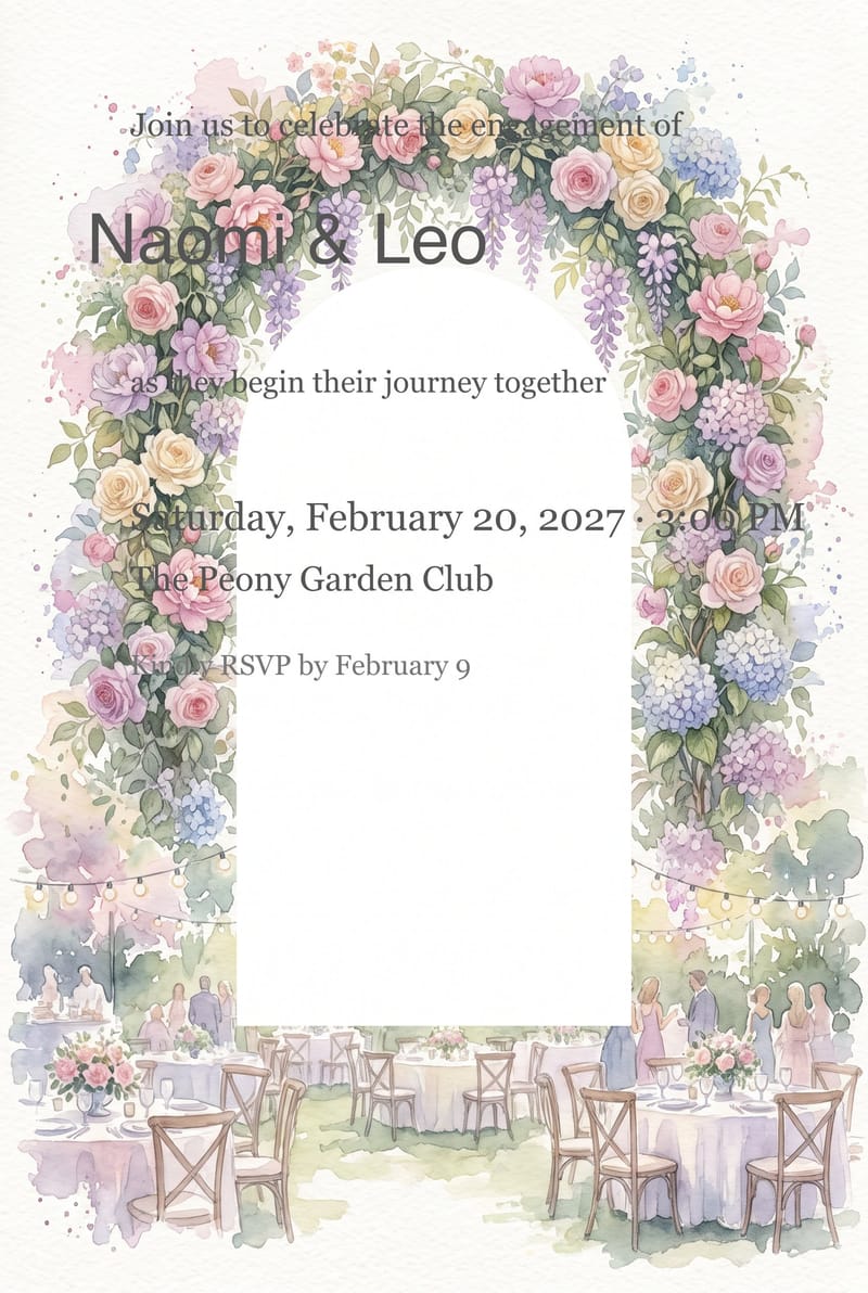 Garden Party Greenery Arch Engagement Party Invitation invitation