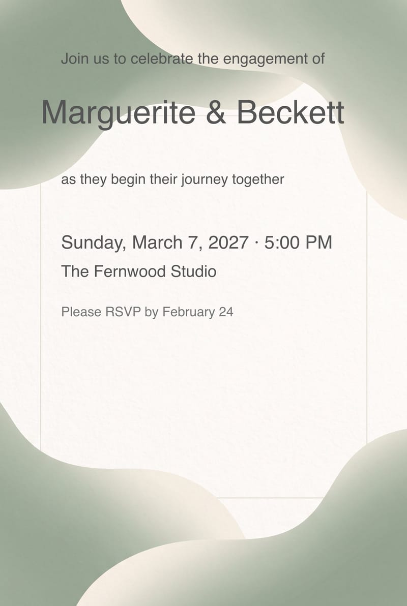 Sage Cream Modern Gradient Engagement Party Invitation invitation