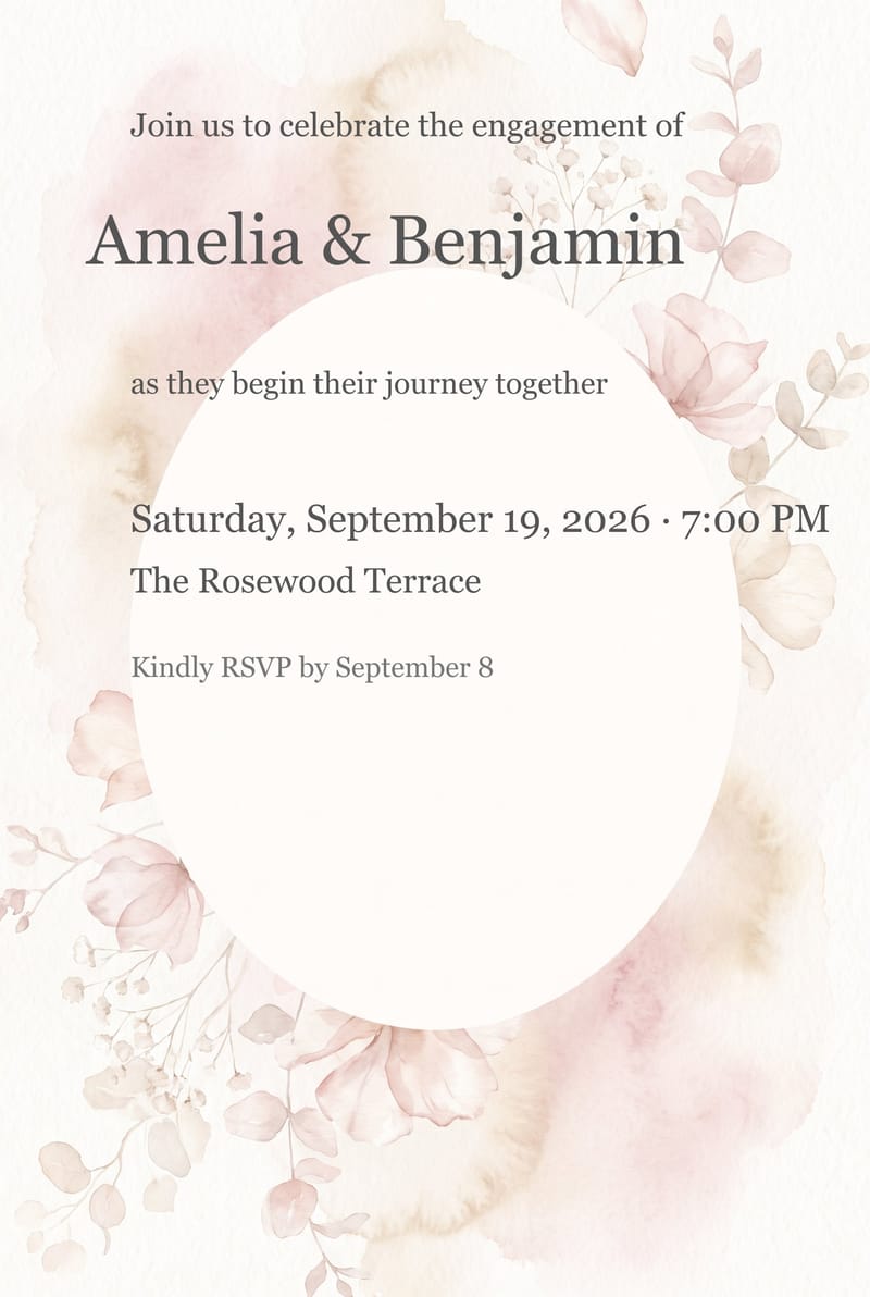 Romantic Blush Ring Sketch Engagement Party Invitation invitation