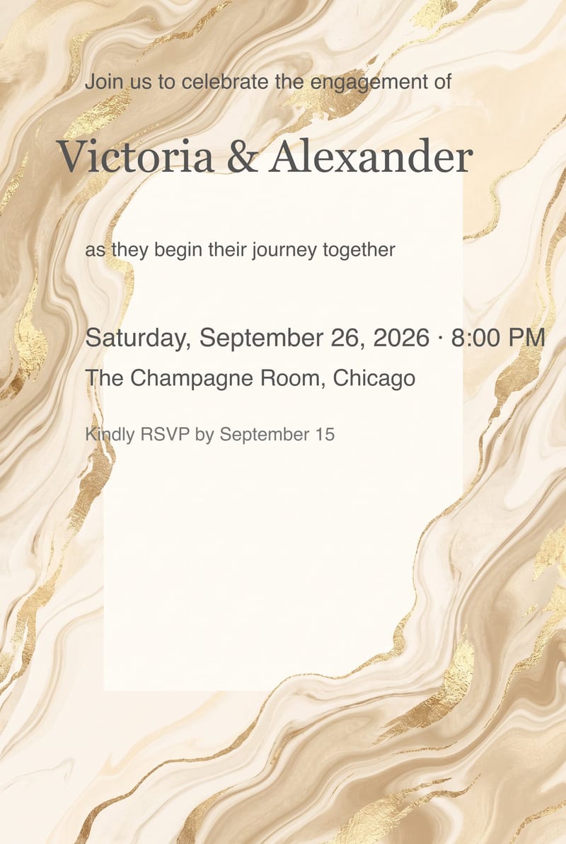 Champagne Gold Marble Engagement Party Invitation invitation