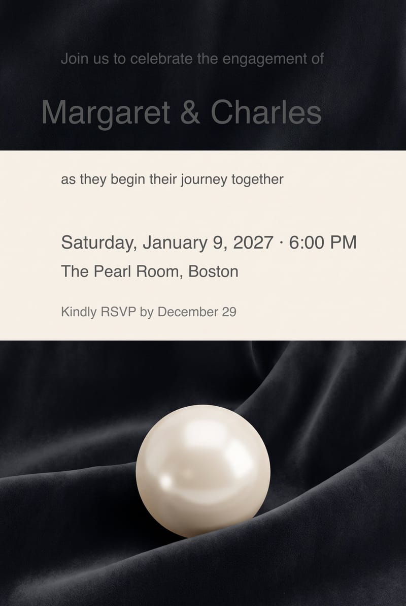 Single Pearl Velvet Engagement Party Invitation invitation