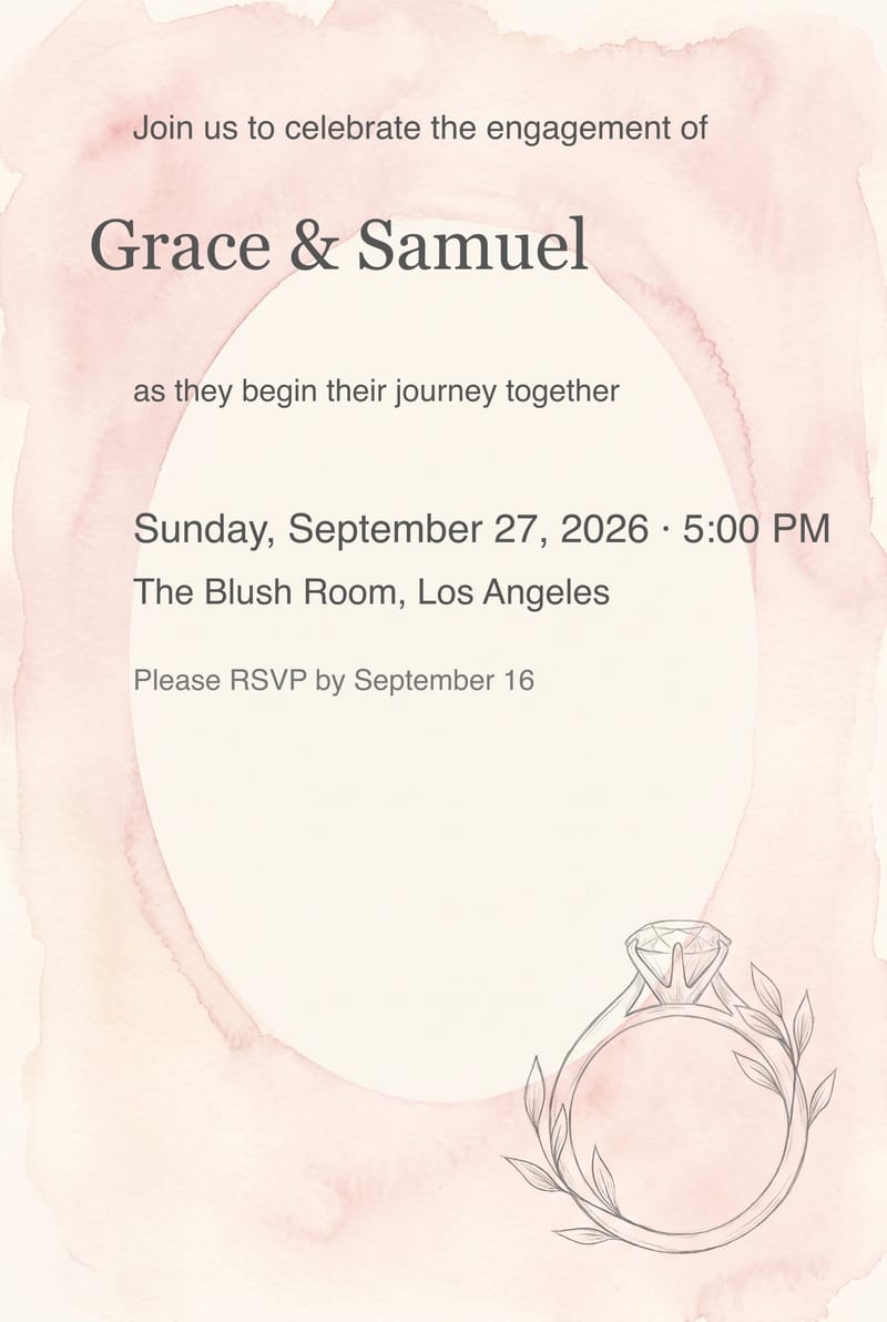 Blush Pink Ring Sketch Engagement Party Invitation invitation