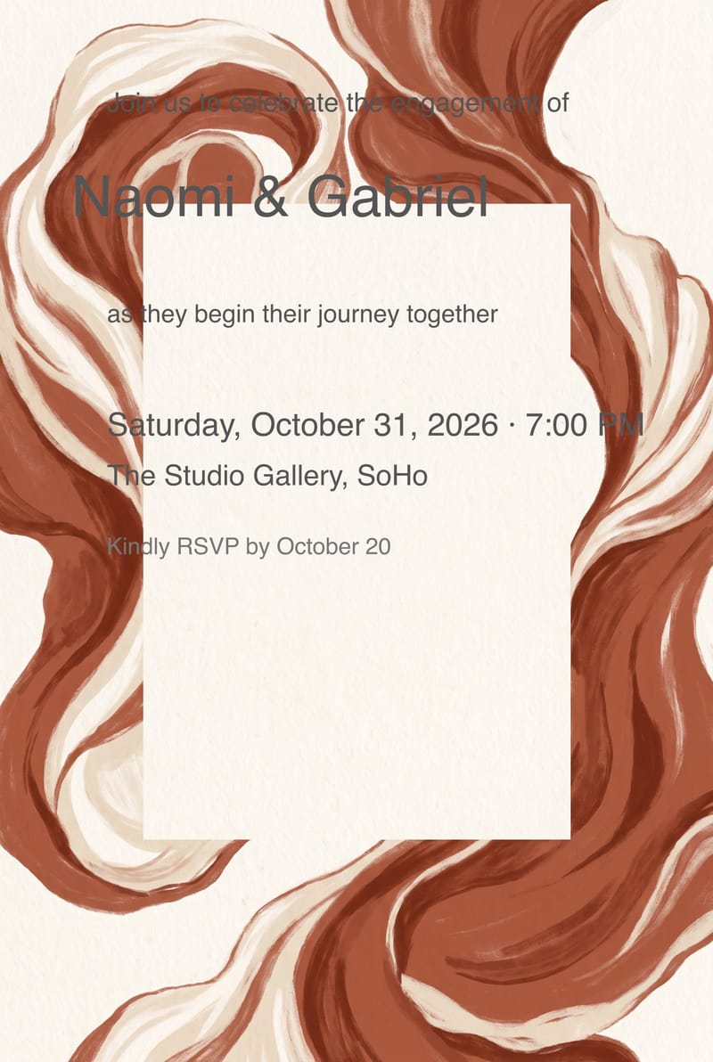 Editorial Terracotta Wave Engagement Party Invitation invitation