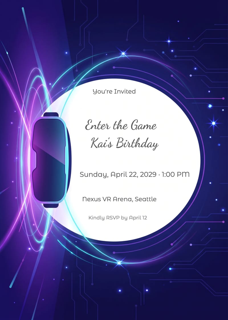 VR Headset Gaming Birthday Invitation invitation