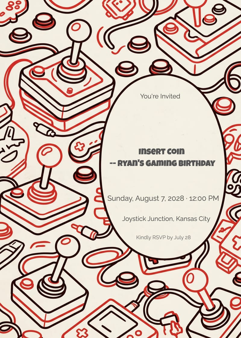 Joystick Action Gaming Birthday Invitation invitation