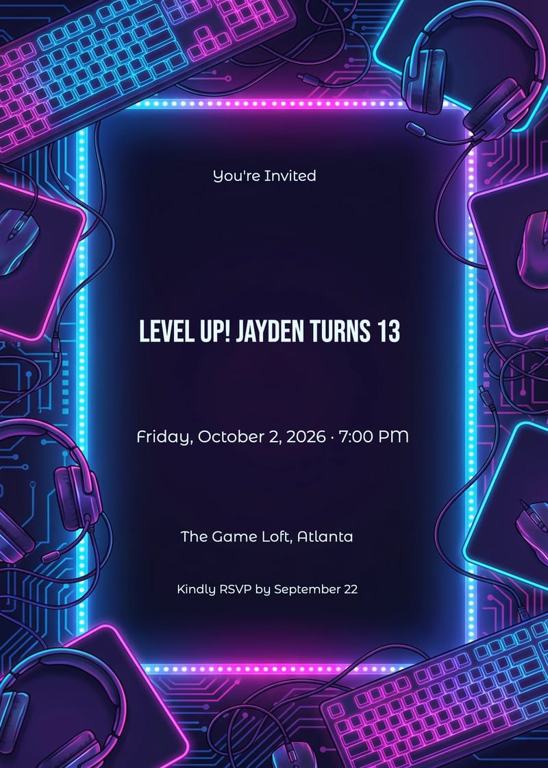 LAN Party Gaming Birthday Invitation invitation