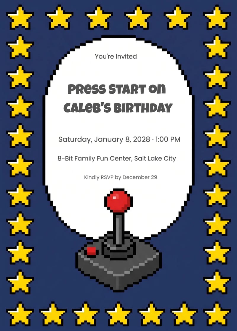 Retro Joystick Birthday Invitation invitation