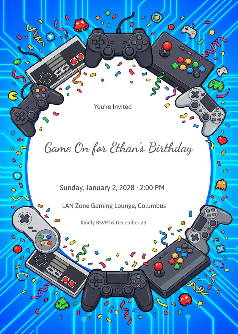 Controller Burst Birthday Invitation invitation