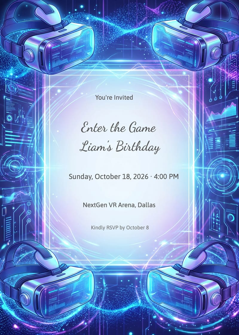 VR Futuristic Gaming Birthday Invitation invitation