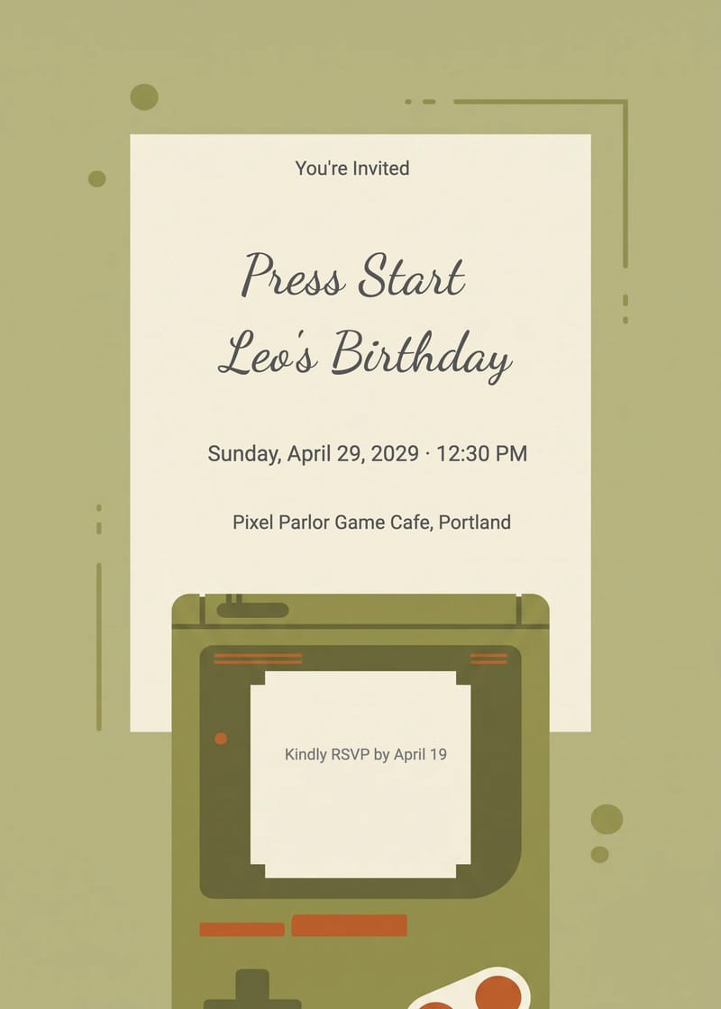 Retro Handheld Gaming Birthday Invitation invitation